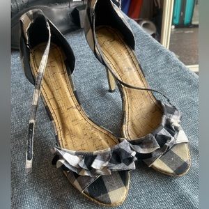 Charlotte Russe gingham basket weave heel sandal.